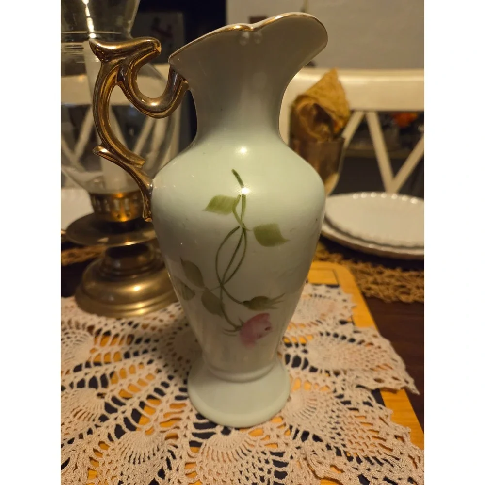 vintage Lefton Heritage porcelain vase, Flowers, Japan, Cottagecore, Victorian